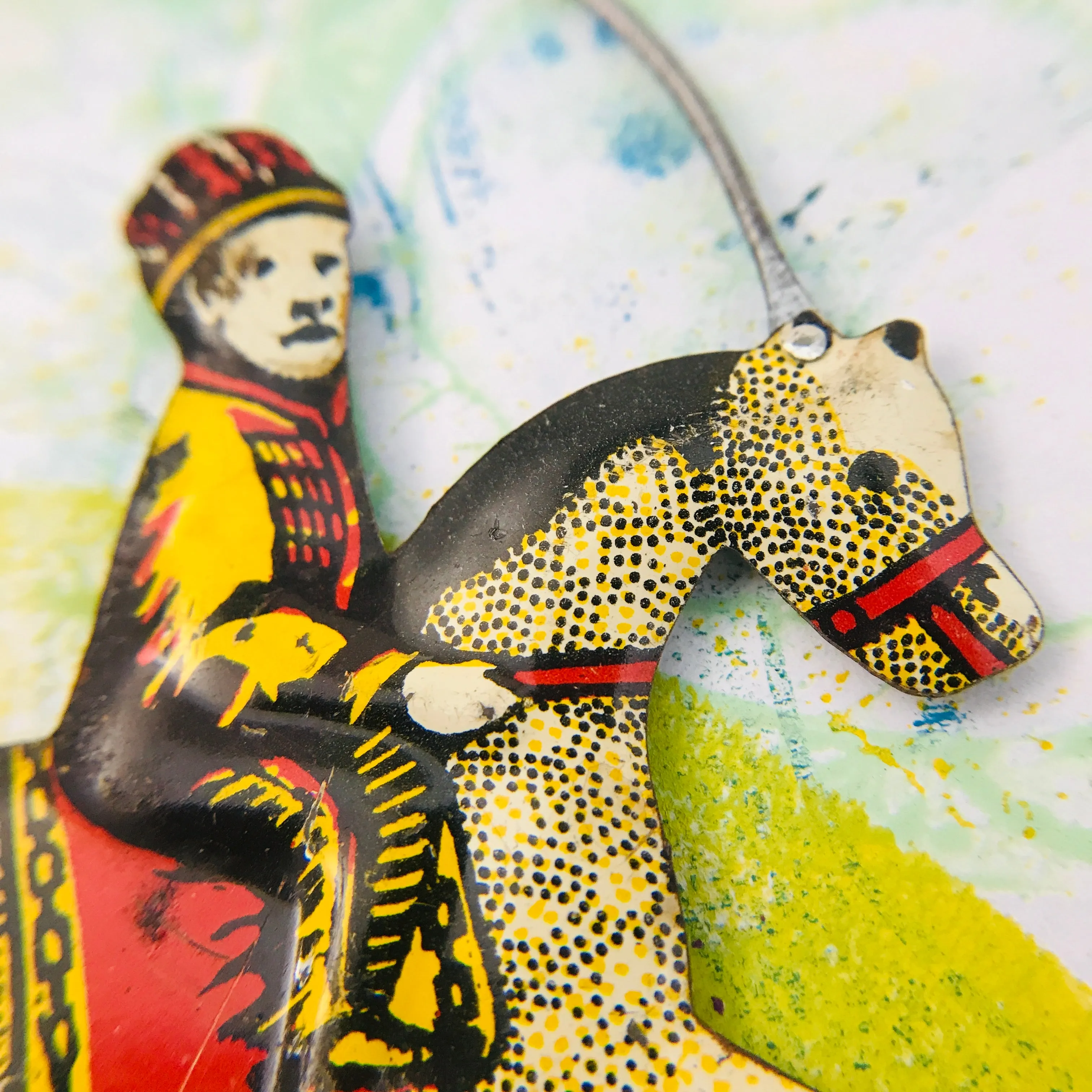 #12 Vintage Tin Horse and Rider Zero Waste Tin Necklace