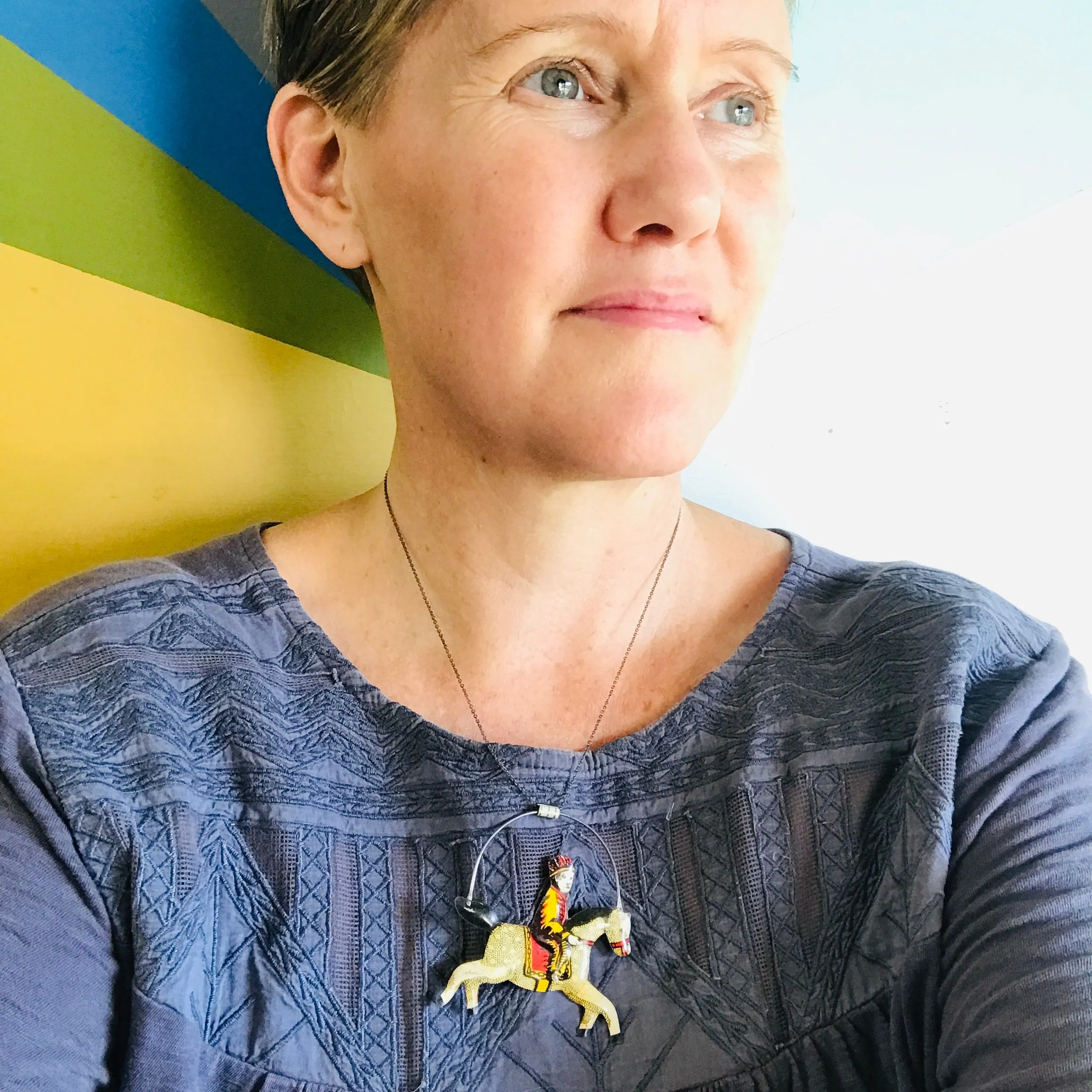 #12 Vintage Tin Horse and Rider Zero Waste Tin Necklace