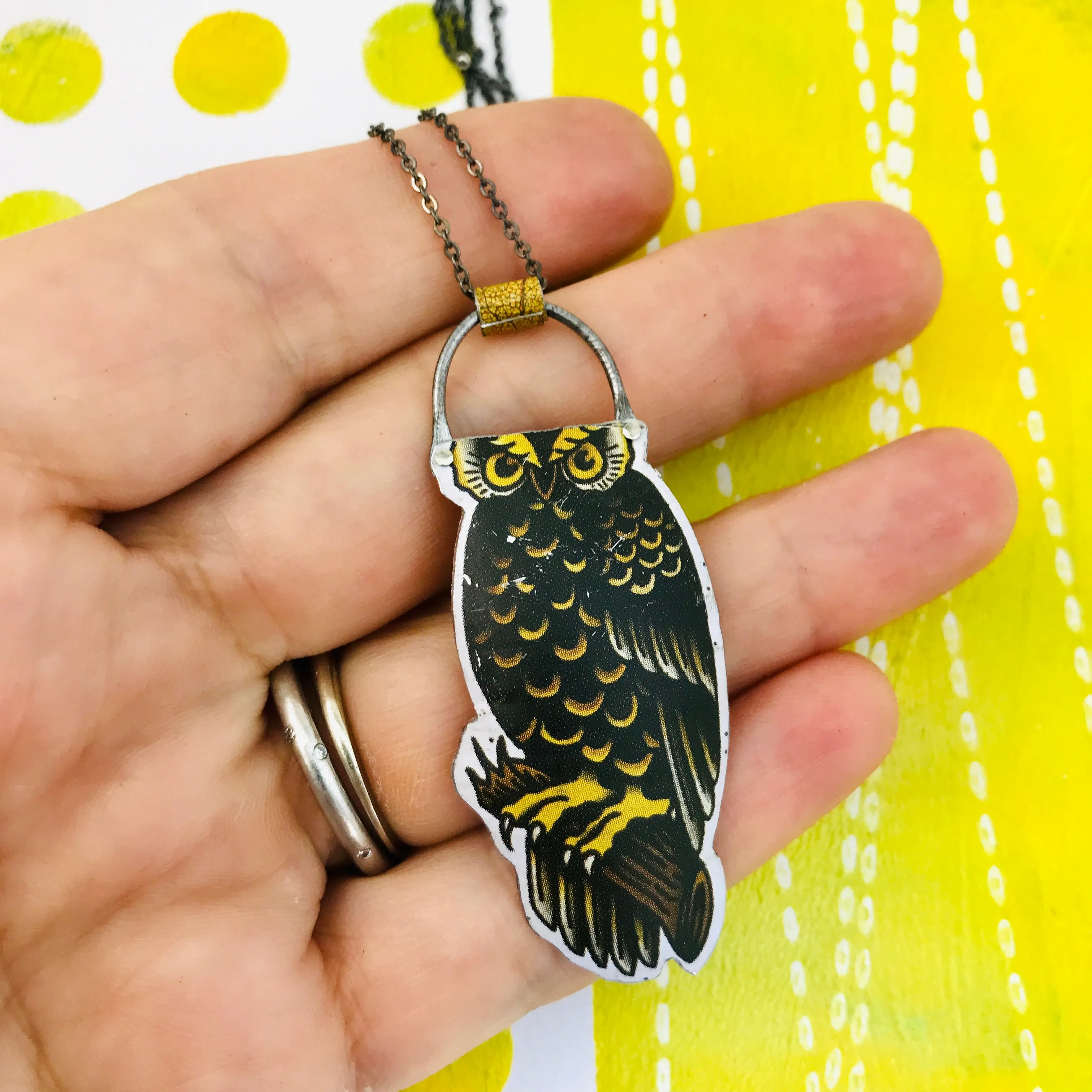 #13 Moon Owl Zero Waste Tin Necklace