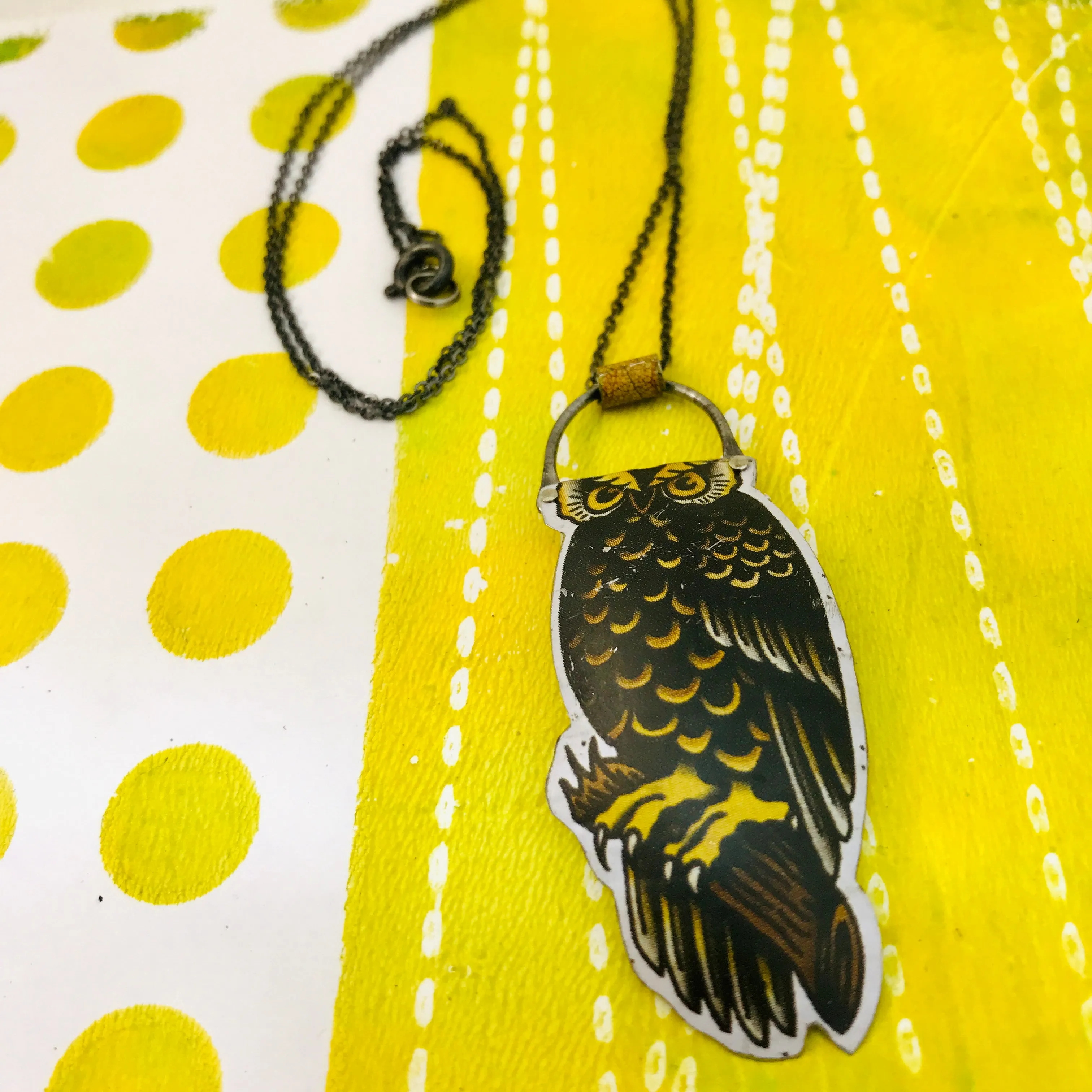 #13 Moon Owl Zero Waste Tin Necklace