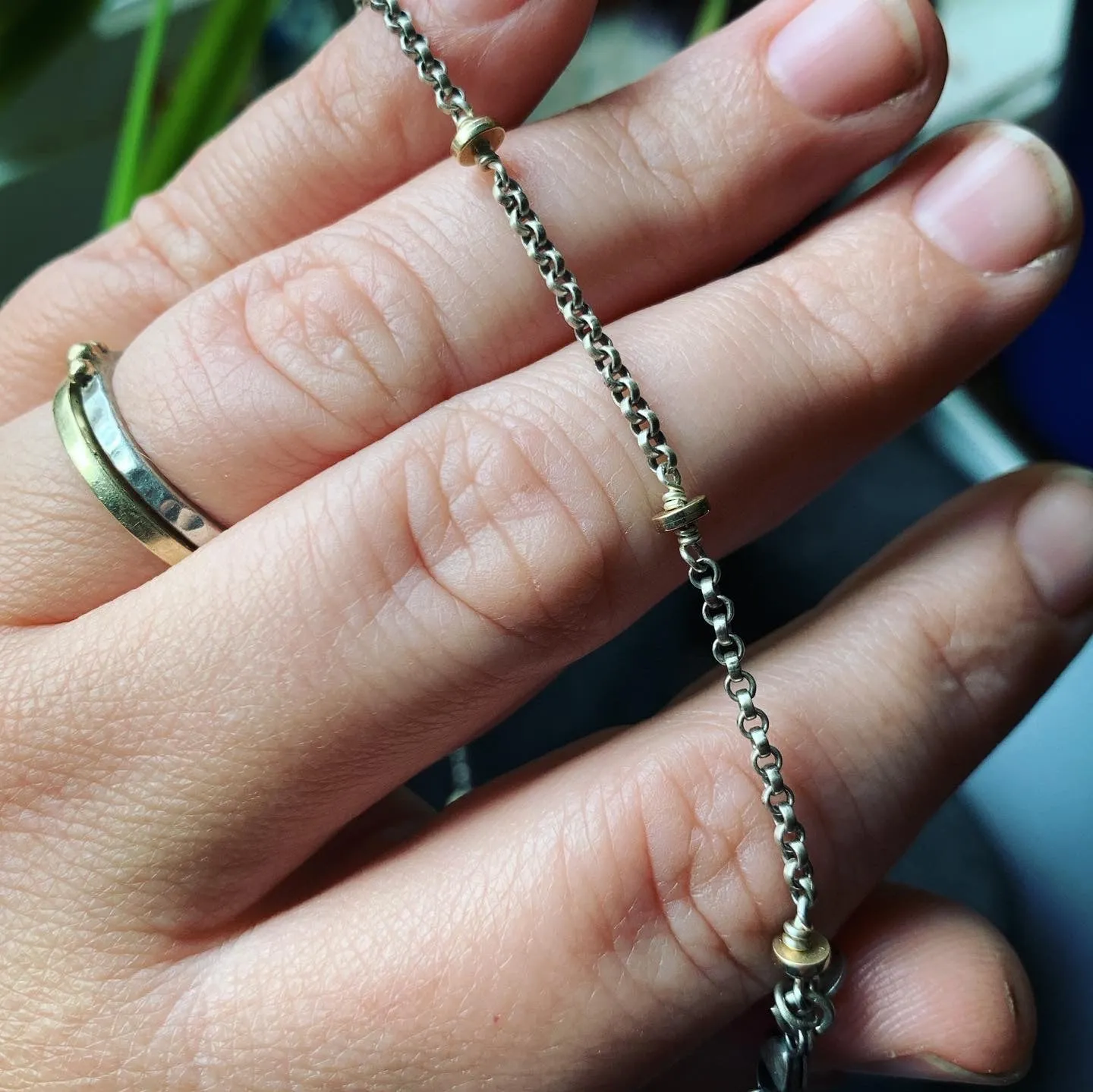 14K Gold and Sterling Silver Necklace - 18"