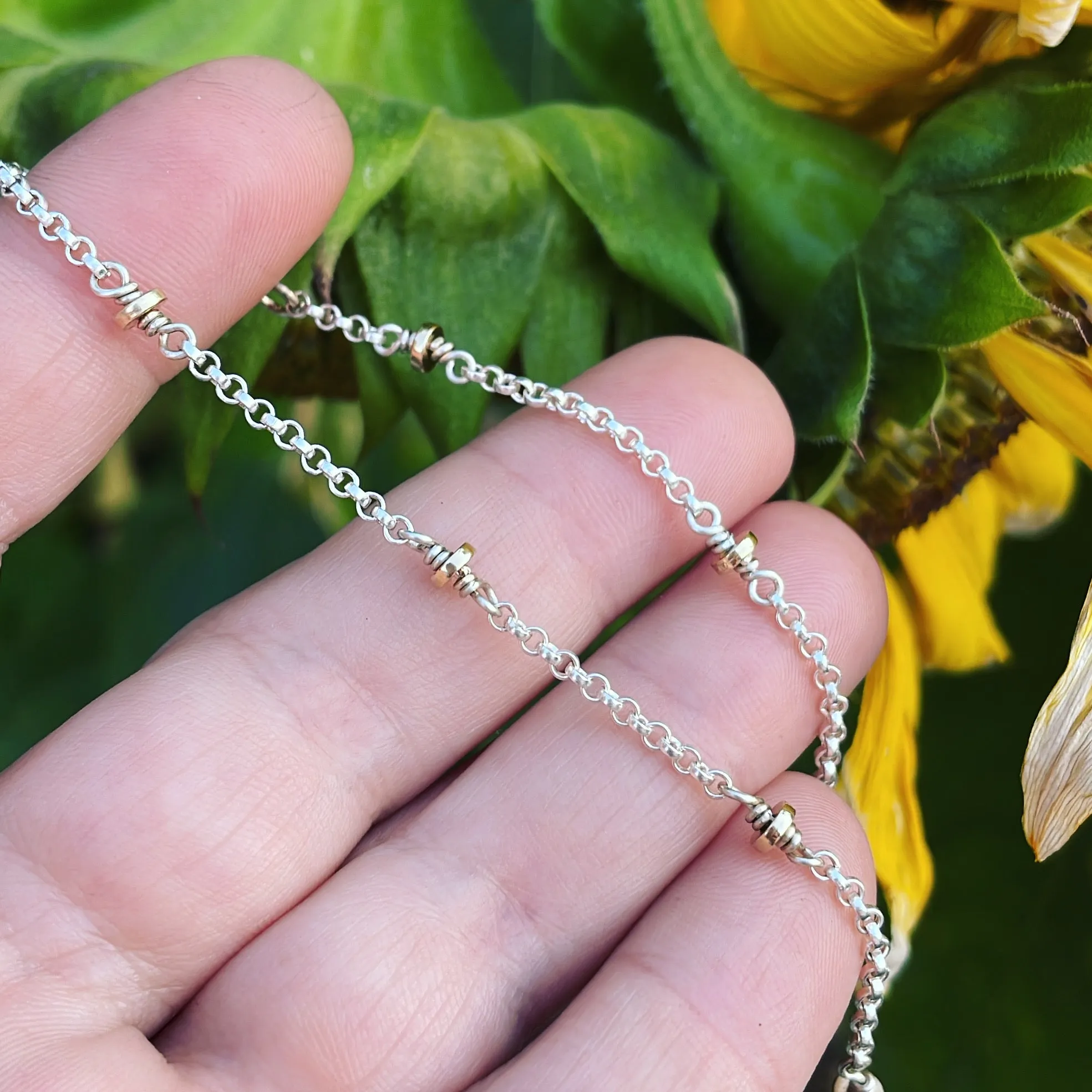 14K Gold and Sterling Silver Necklace - 18"