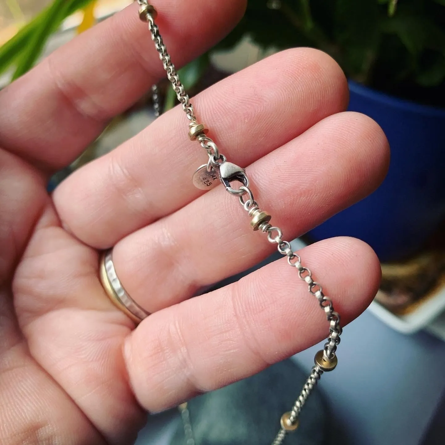 14K Gold and Sterling Silver Necklace - 18"