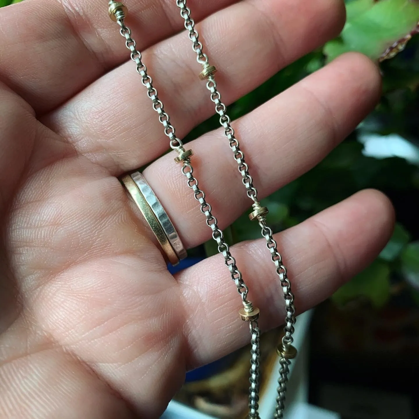 14K Gold and Sterling Silver Necklace - 18"