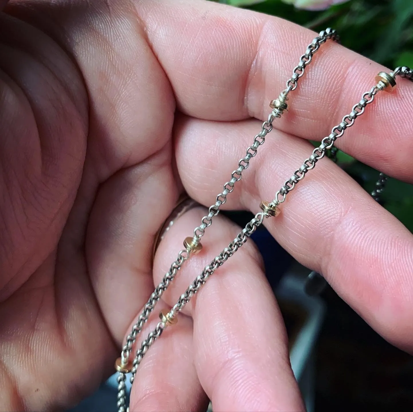 14K Gold and Sterling Silver Necklace - 18"