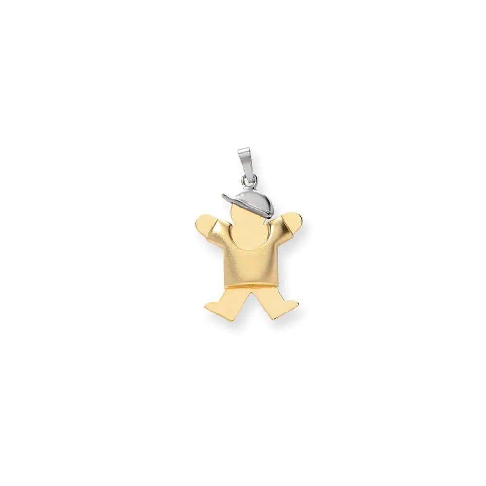 14k Two-tone Puffed Boy With Hat Joy Charm