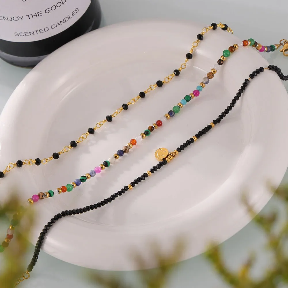 18K gold exquisite noble gemstone beaded design light luxury style anklet