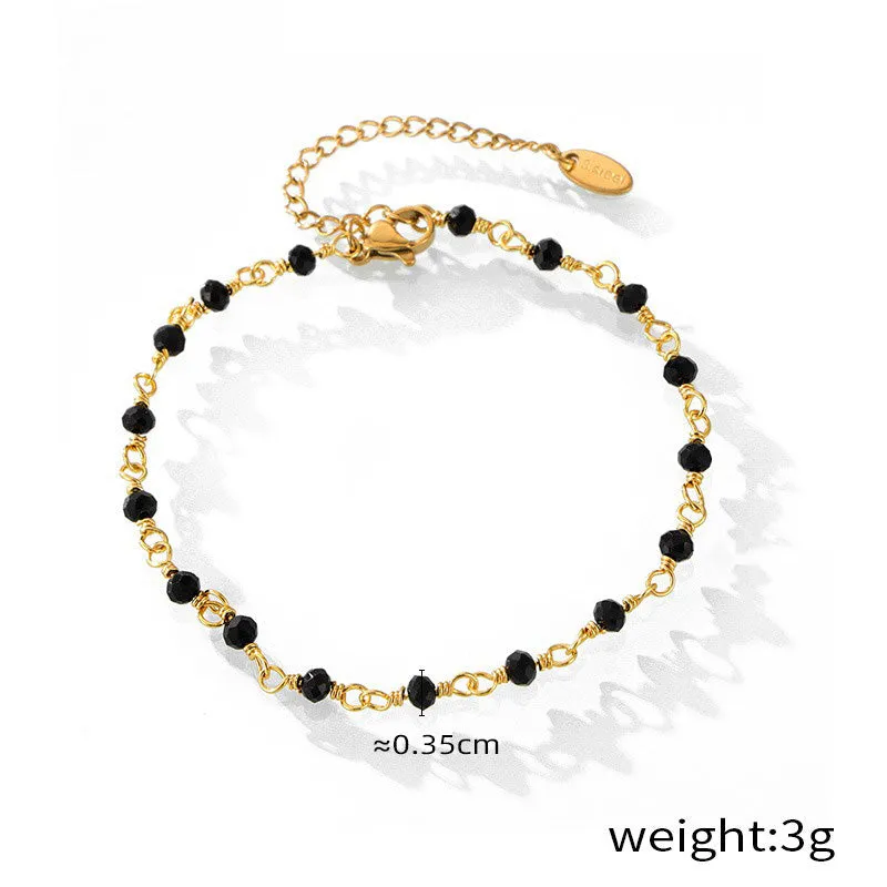 18K gold exquisite noble gemstone beaded design light luxury style anklet