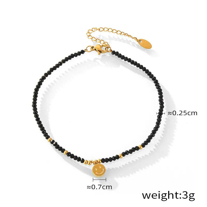 18K gold exquisite noble gemstone beaded design light luxury style anklet