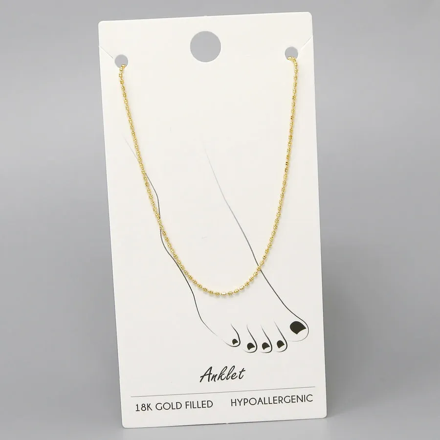18K Gold Filled Textured Bead Chain Anklet