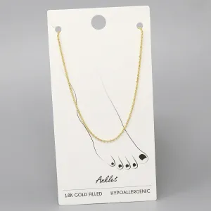 18K Gold Filled Textured Bead Chain Anklet