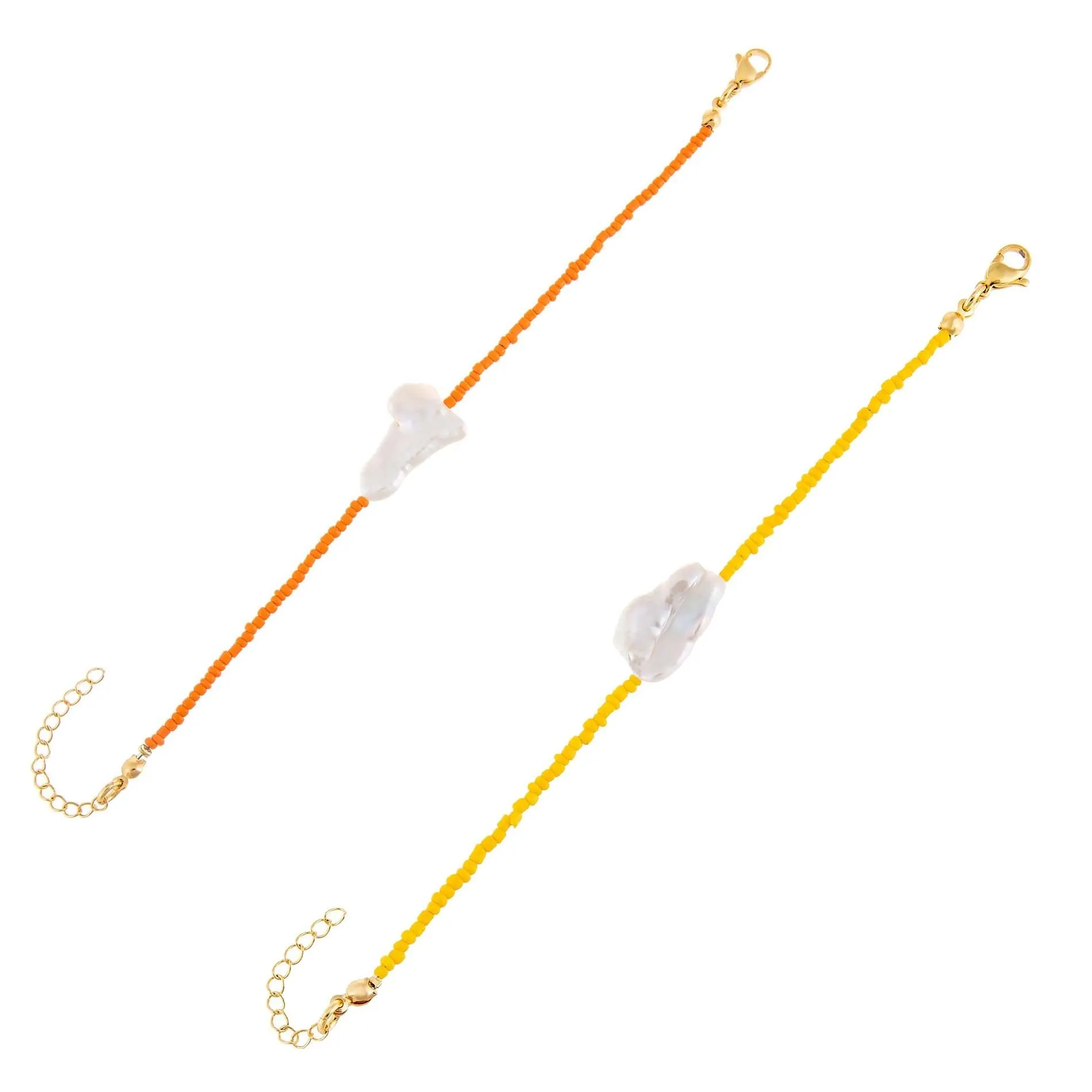 2 Piece Baroque Bead Anklet Combo Set