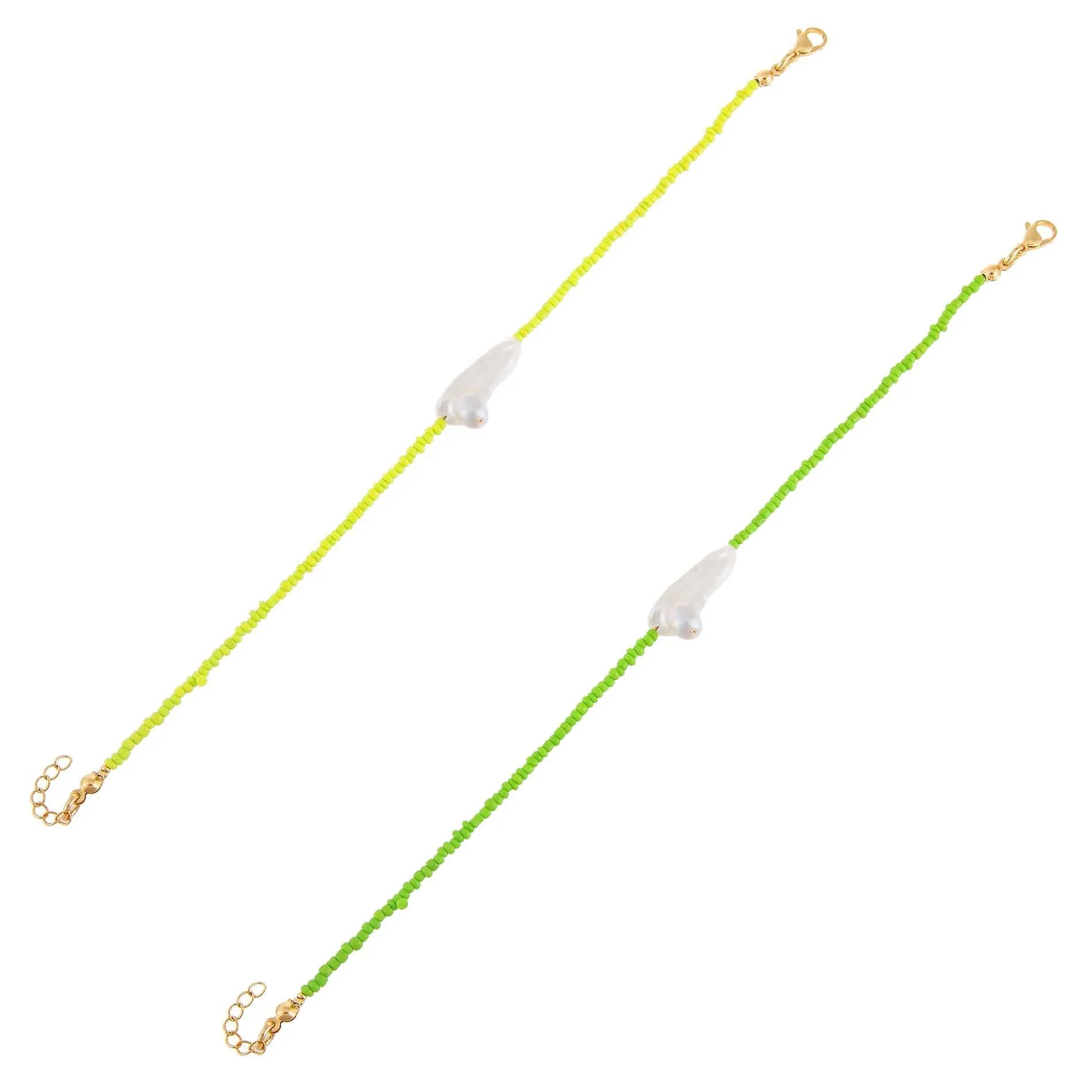 2 Piece Baroque Bead Anklet Combo Set