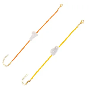 2 Piece Baroque Bead Anklet Combo Set