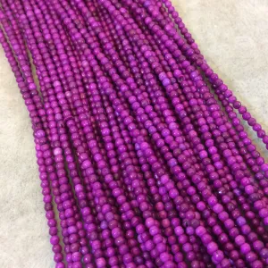 2mm Dyed Magenta Howlite Smooth Round/Ball Shaped Beads - Sold by 15.5" Strands (Approx. 185 Beads) - Natural Semi-Precious Gemstone