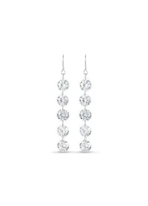 AAA Zircons, Silve Sterling Silver Hook Earrings