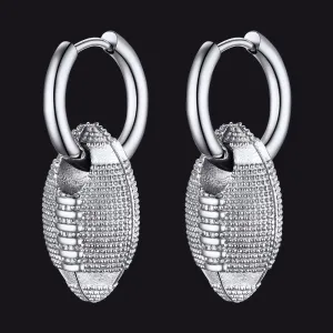 American Football Dangle Hoop Earrings for Men Women