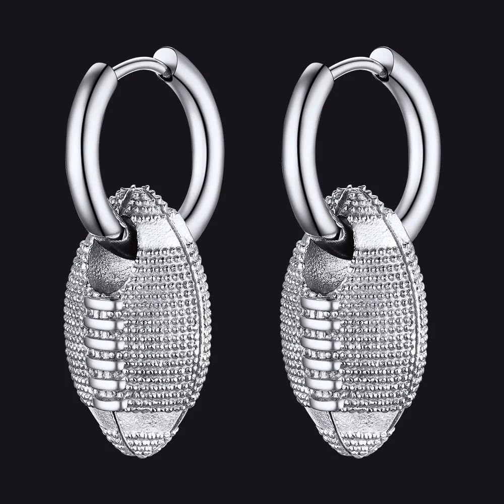 American Football Dangle Hoop Earrings for Men Women