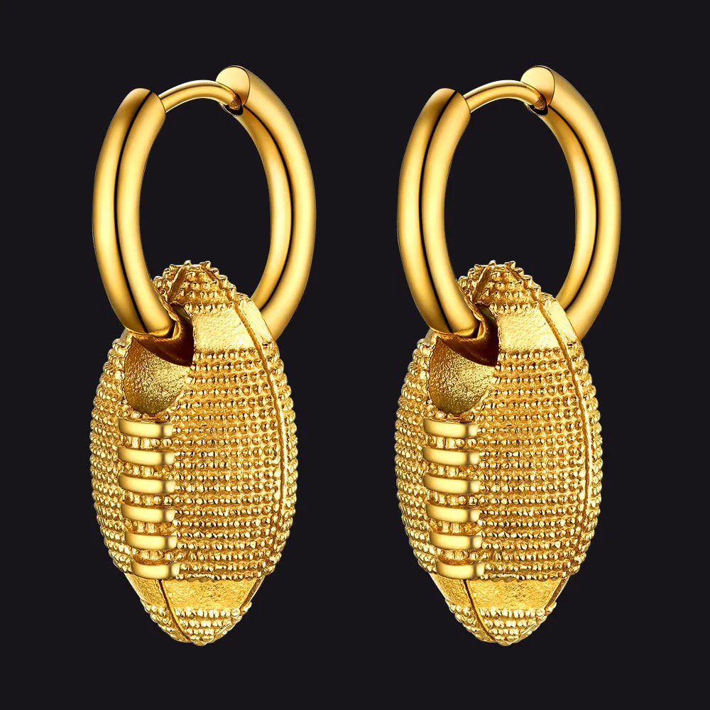 American Football Dangle Hoop Earrings for Men Women