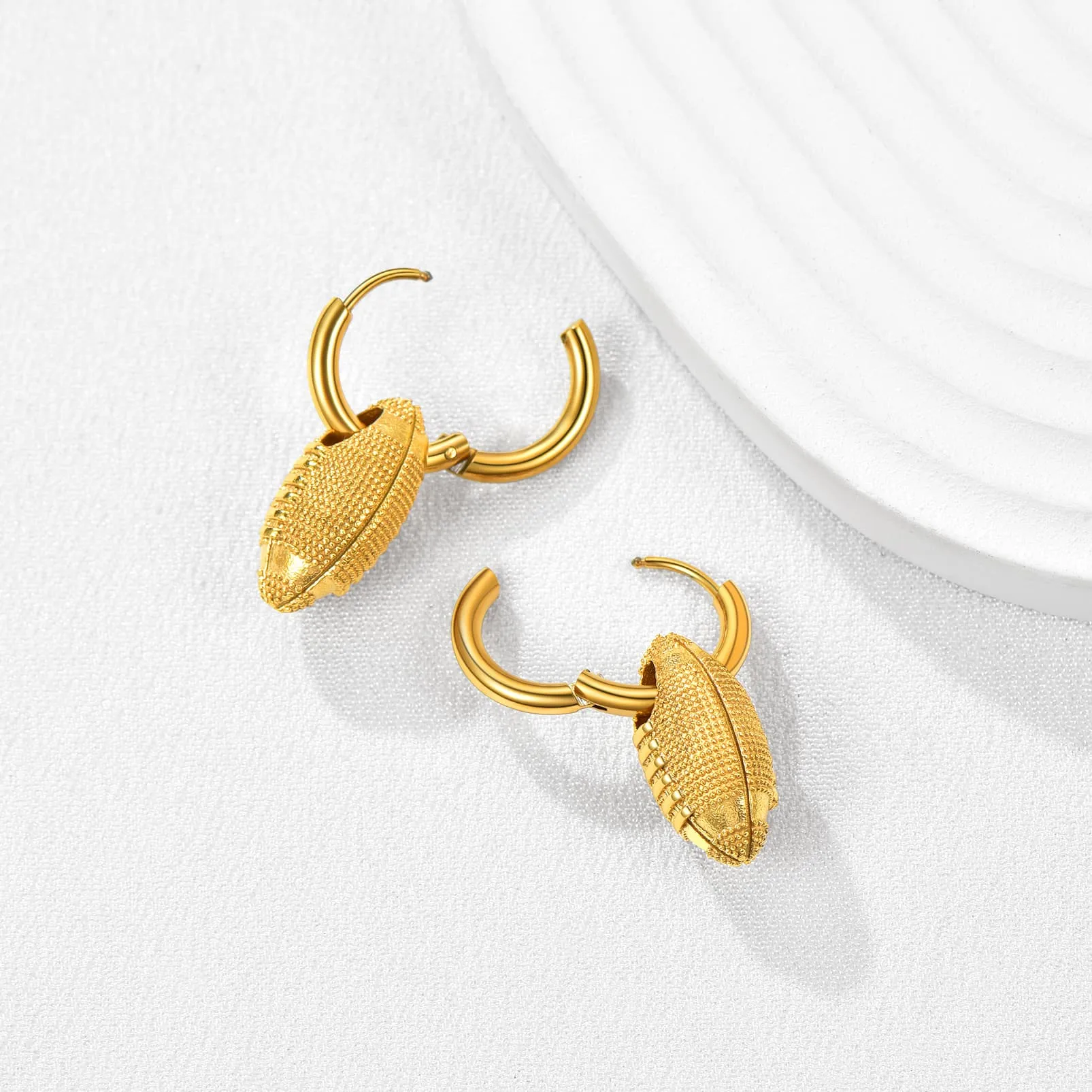 American Football Dangle Hoop Earrings for Men Women