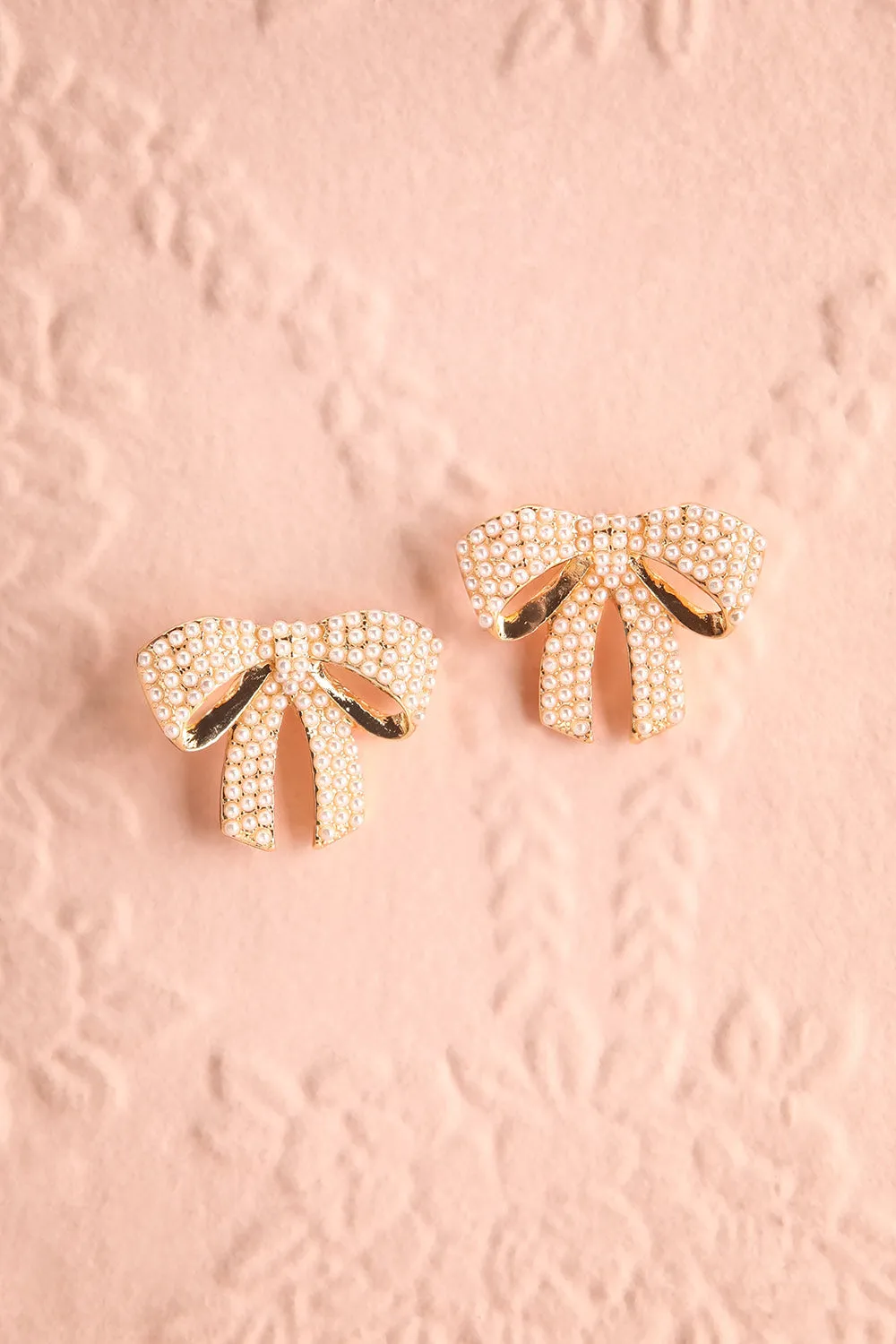 Anatolia | Golden Bow Earrings w/ Pearls