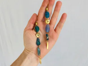Ancient Roman Glass & Brass Earrings.