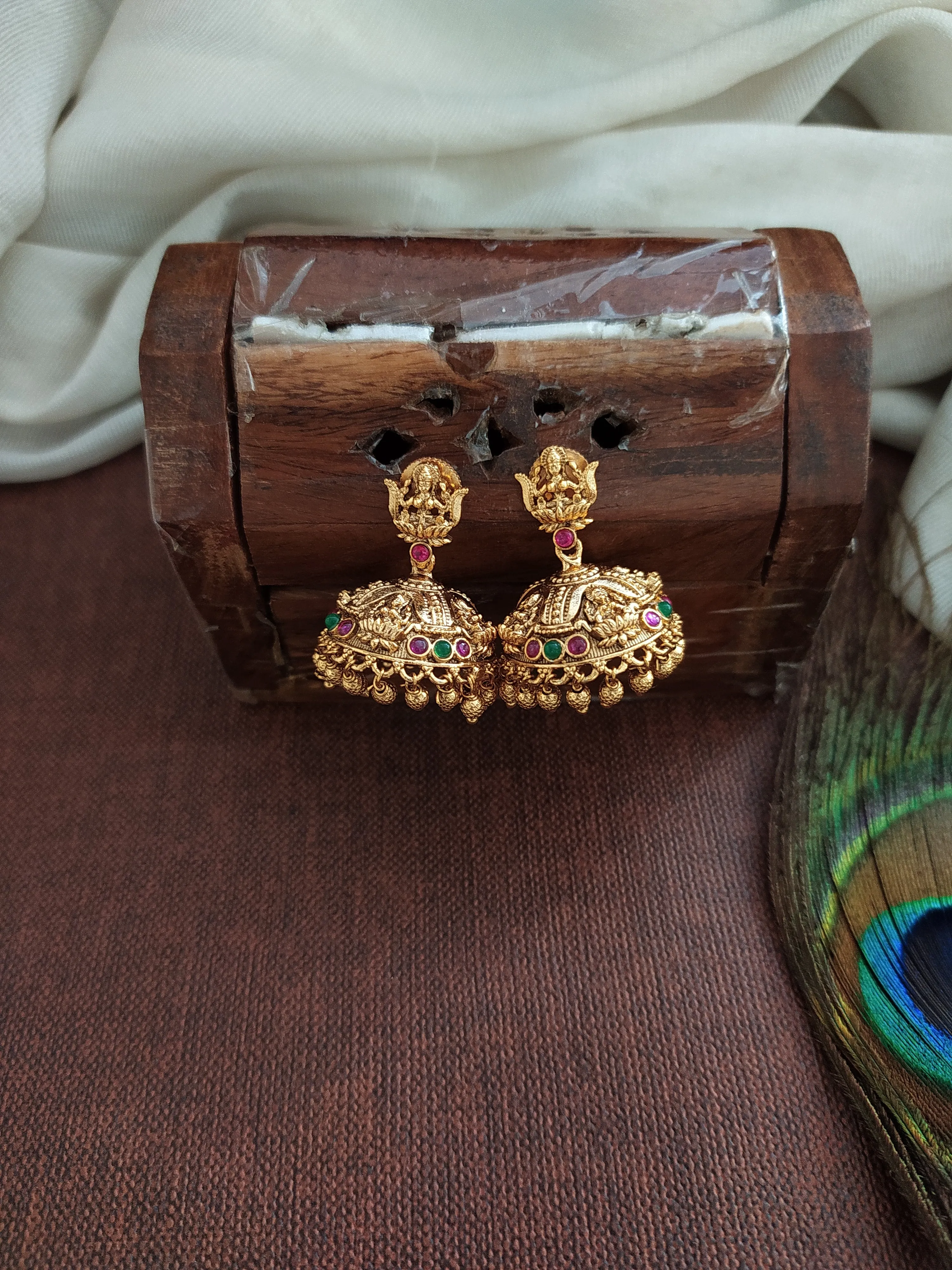 Antique Lakshmi Kasumalai Necklace Set with Jhumki