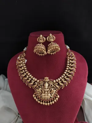 Antique Lakshmi Necklace Set with Peacock Design