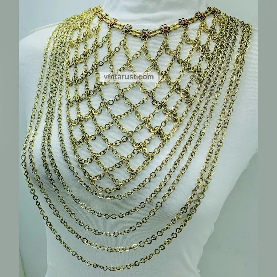 Antique Tribal Handmade Massive Bib Necklace