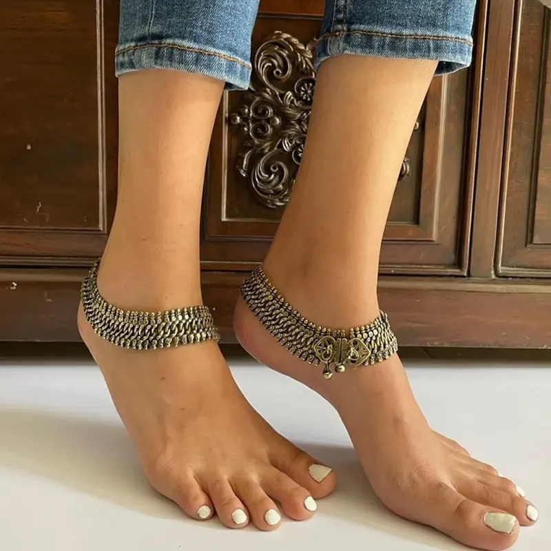 Antique Tribal Rustic Vintage Anklet Pair