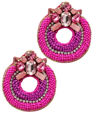 Beaded & Crystal Circle Earrings
