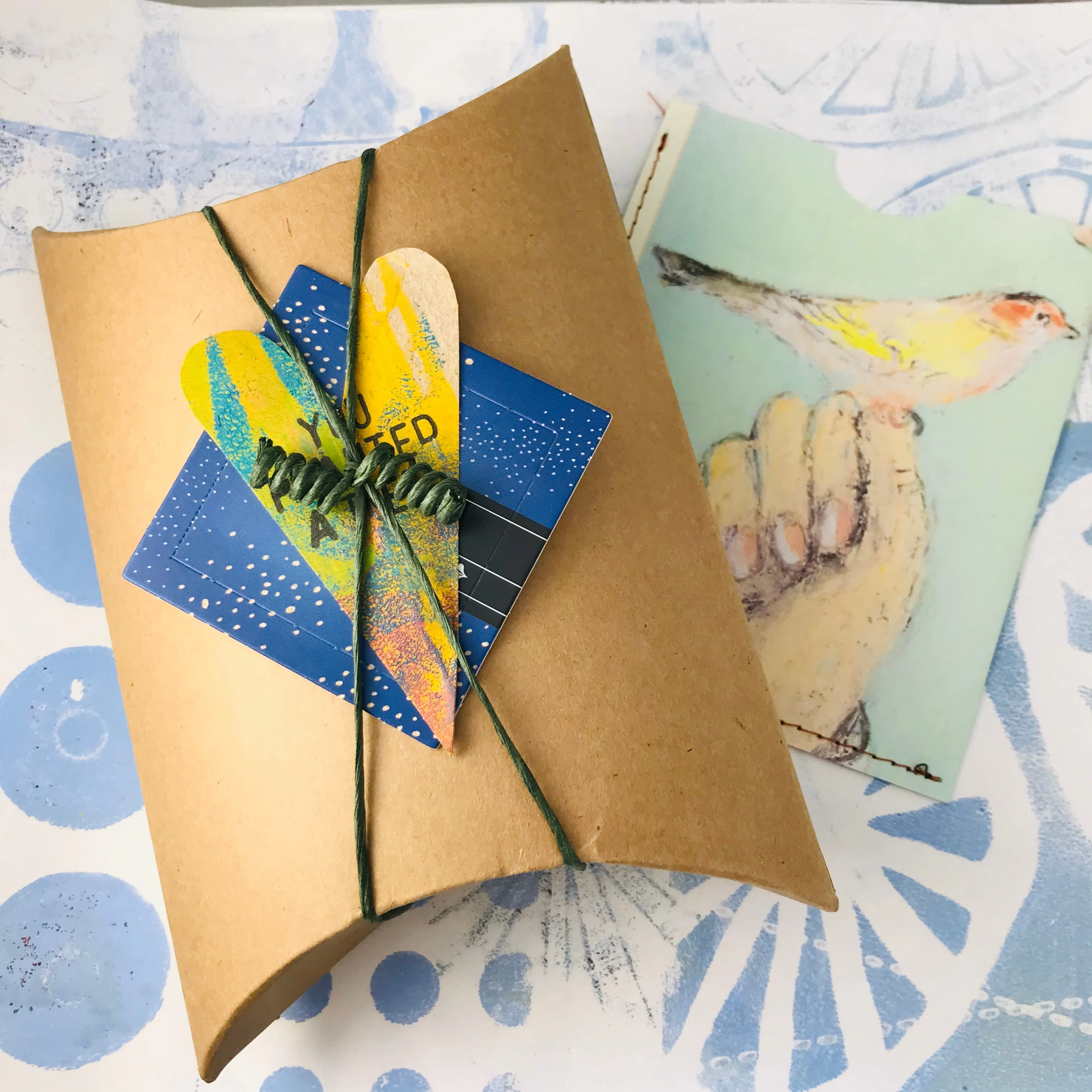 Bedstraw on Blue Long Teardrop Upcycled Tin Earrings