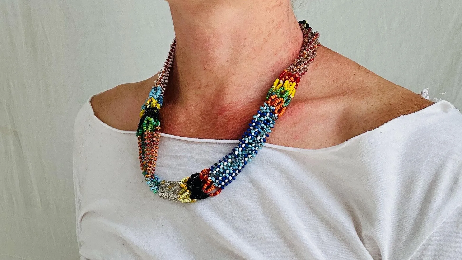 Berber Seed Bead Necklace. Vintage. 2546