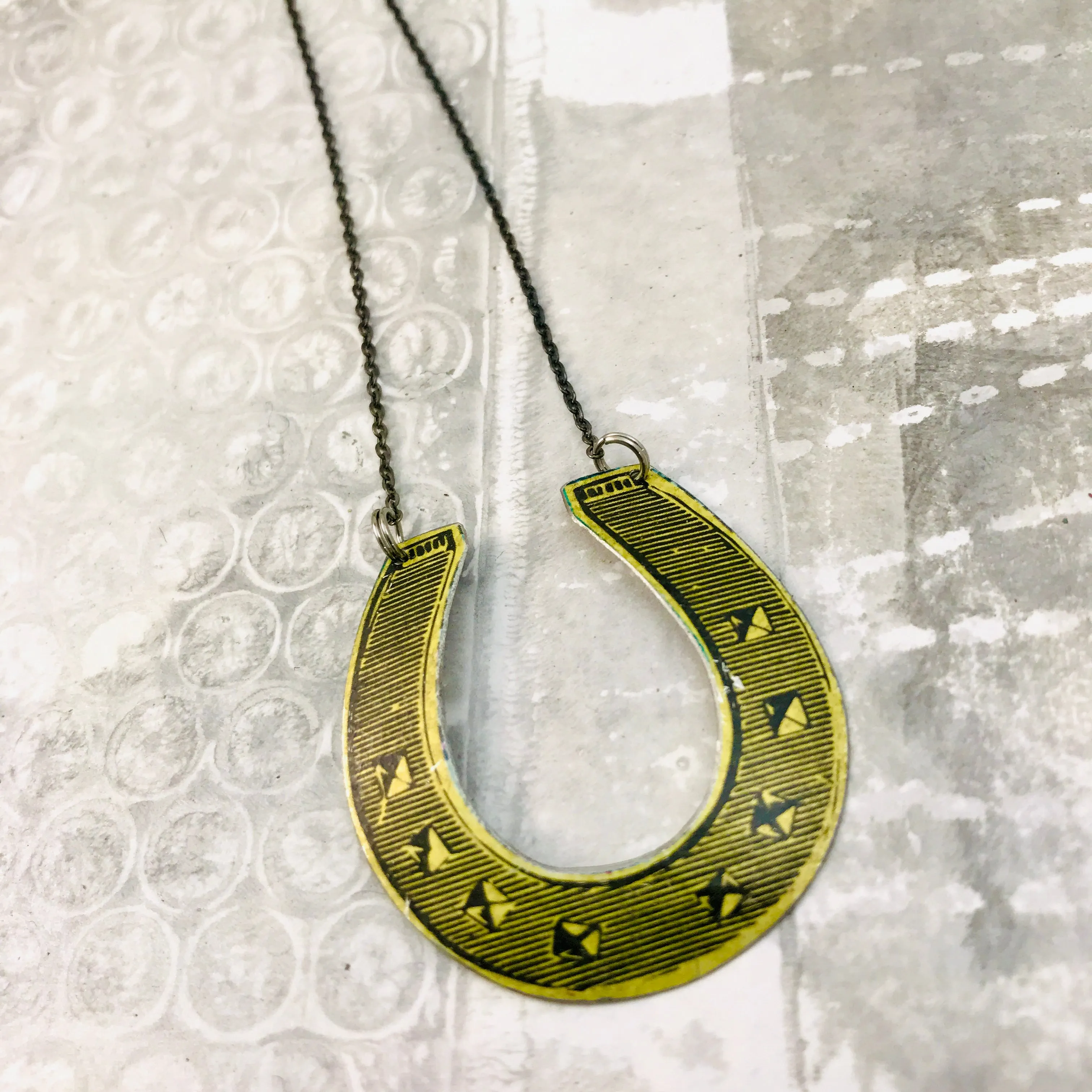 Bigger Lucky Horseshoe Recycled Necklace Tin Anniversary Gift