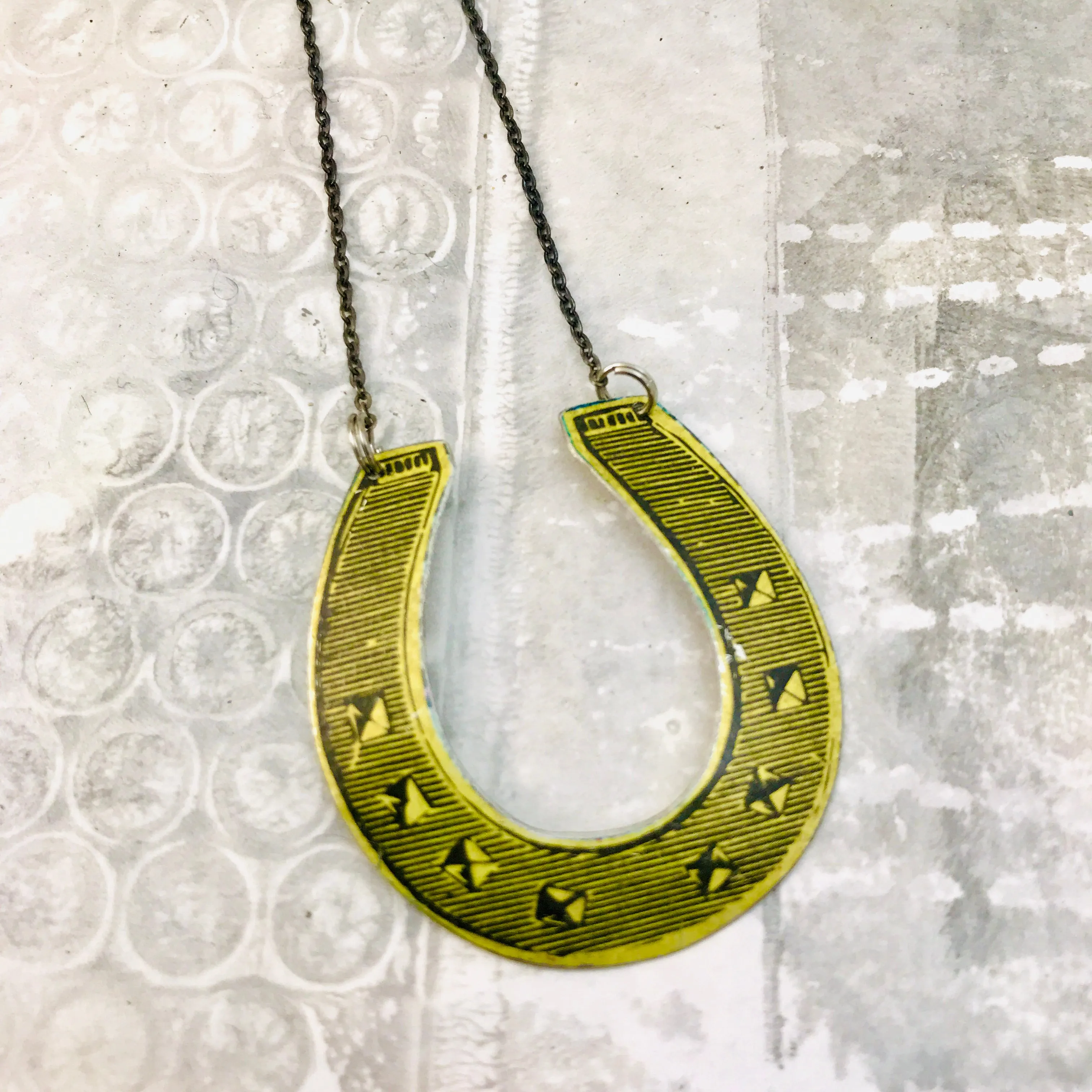 Bigger Lucky Horseshoe Recycled Necklace Tin Anniversary Gift