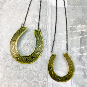 Bigger Lucky Horseshoe Recycled Necklace Tin Anniversary Gift