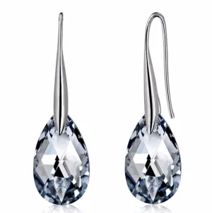 Black Austrian Crystal 925 Sterling Silver Vintage Stud Earrings