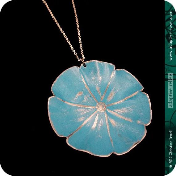 Blue Flower Zero Waste Tin Necklace