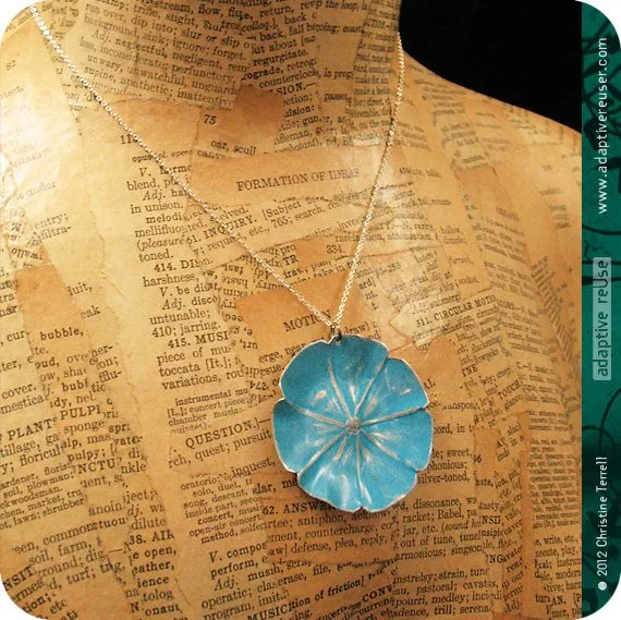 Blue Flower Zero Waste Tin Necklace