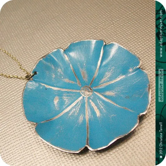 Blue Flower Zero Waste Tin Necklace