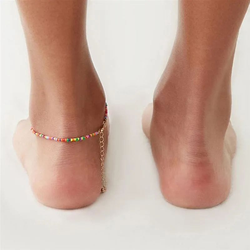 Bohemian Colorful Beads Scallop Shell Anklets for Women