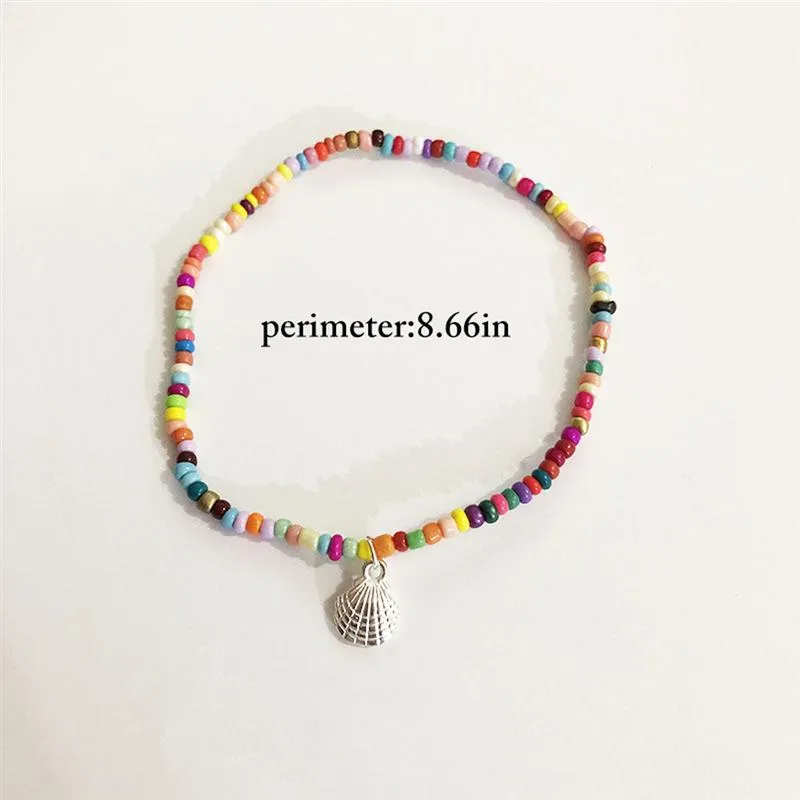 Bohemian Colorful Beads Scallop Shell Anklets for Women