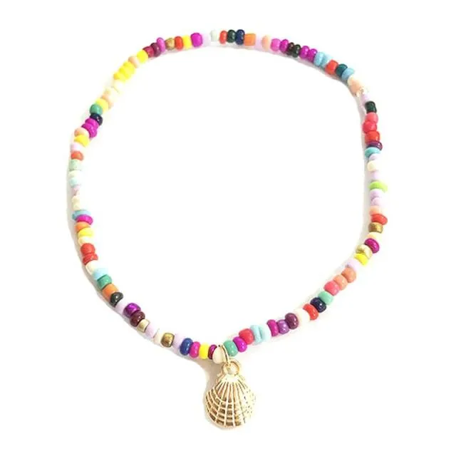 Bohemian Colorful Beads Scallop Shell Anklets for Women