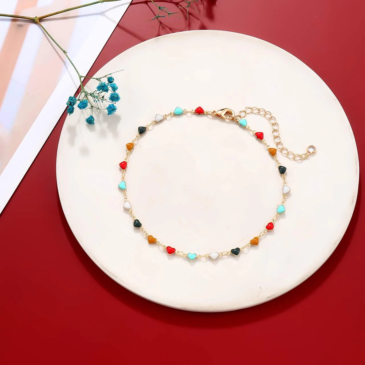 Boho Beaded Ankle Bracelet Beach 18 K Gold Plated Anklet Bracelets Handmade Colorful Small Seed Beads Butterfly Evil Eye Heart Link Chain Anklet Pack Cute Summer Foot Jewelry for Women Teen Girls beaded ankle bracelet A set