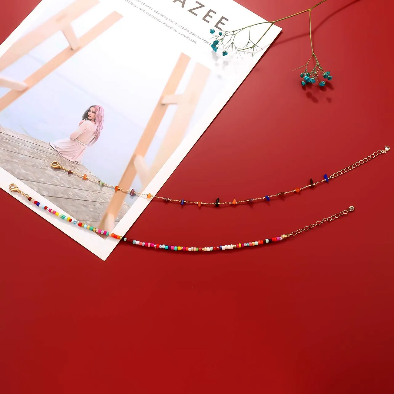 Boho Beaded Ankle Bracelet Beach 18 K Gold Plated Anklet Bracelets Handmade Colorful Small Seed Beads Butterfly Evil Eye Heart Link Chain Anklet Pack Cute Summer Foot Jewelry for Women Teen Girls beaded ankle bracelet A set