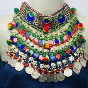 Boho kuchi Multicolor Stones and Coins Choker