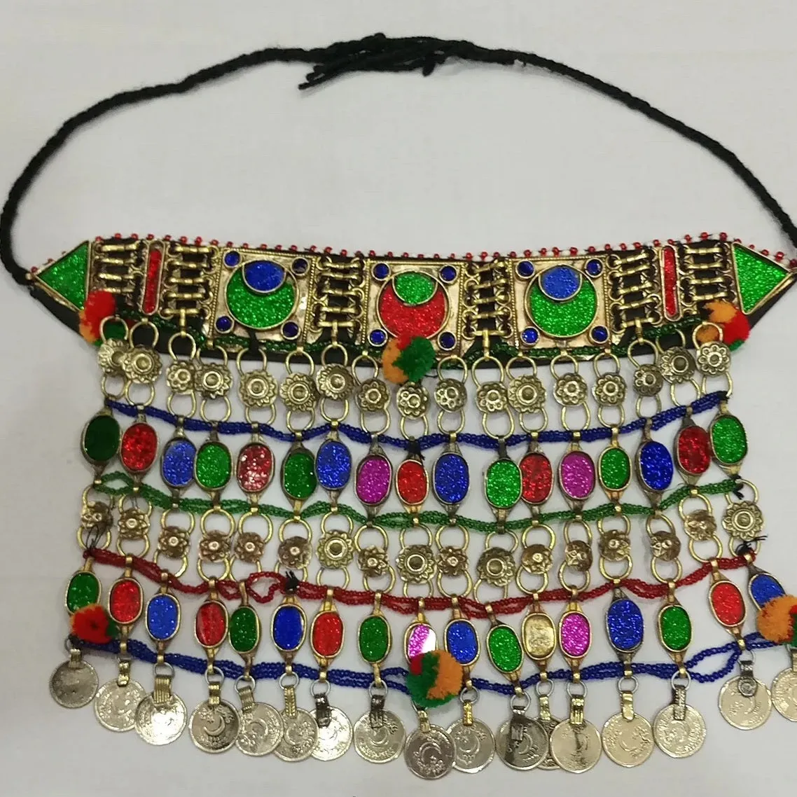 Boho kuchi Multicolor Stones and Coins Choker