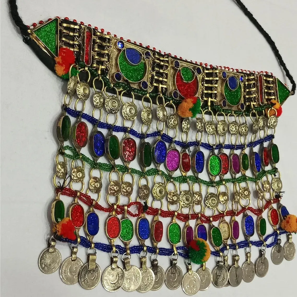 Boho kuchi Multicolor Stones and Coins Choker