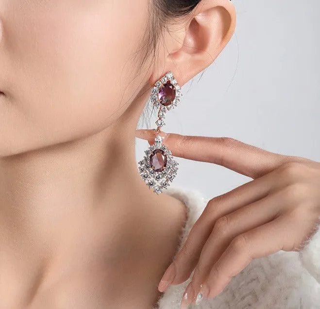 Caibao series exaggerated high-end earrings for women, retro palace style earrings, elegant luxury dress accessories