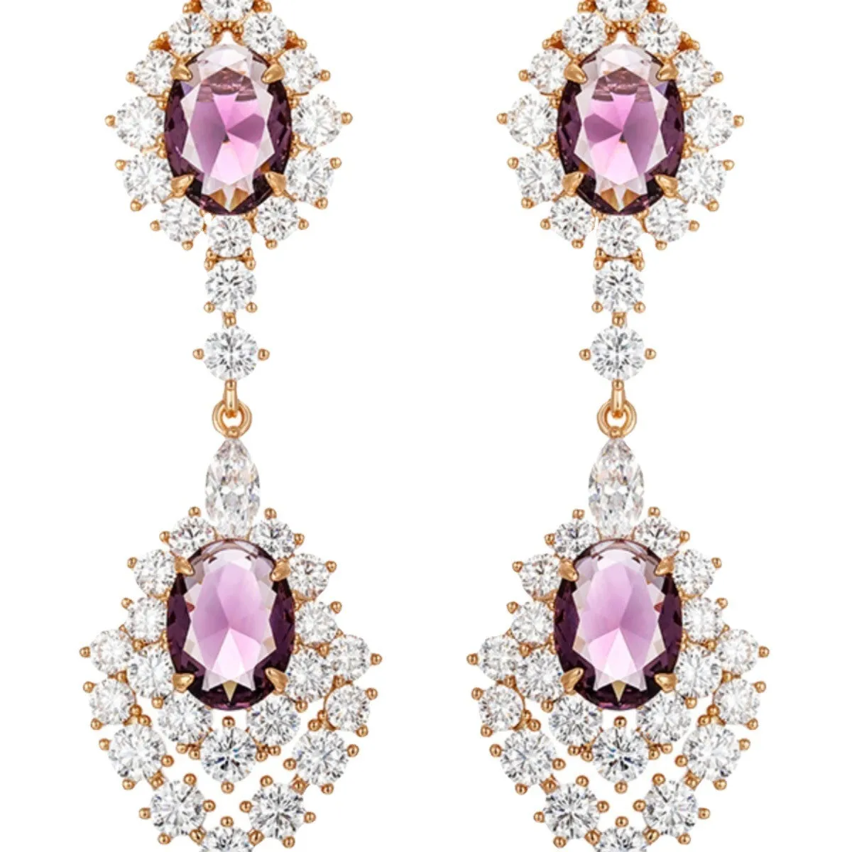 Caibao series exaggerated high-end earrings for women, retro palace style earrings, elegant luxury dress accessories